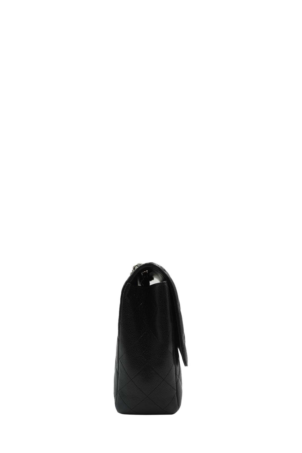 Jumbo Classic Single Flap Caviar SHW Black