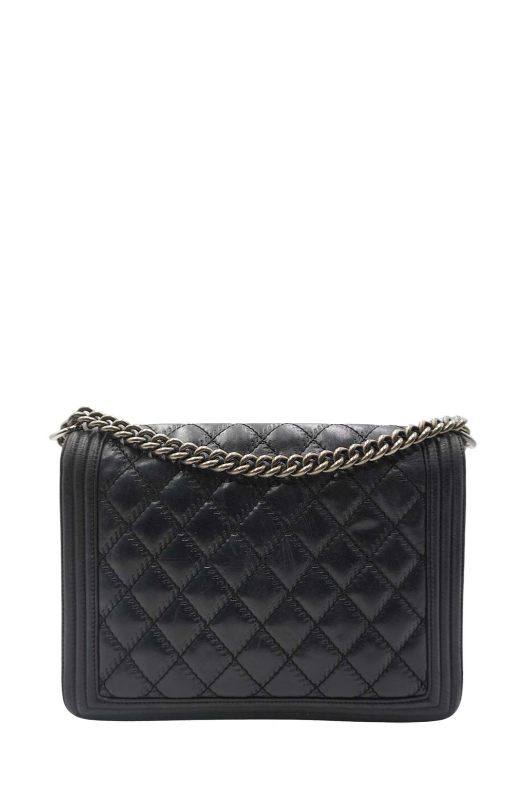 Large Classic Quilted Boy SiLouis Vuittoner Hardware Black