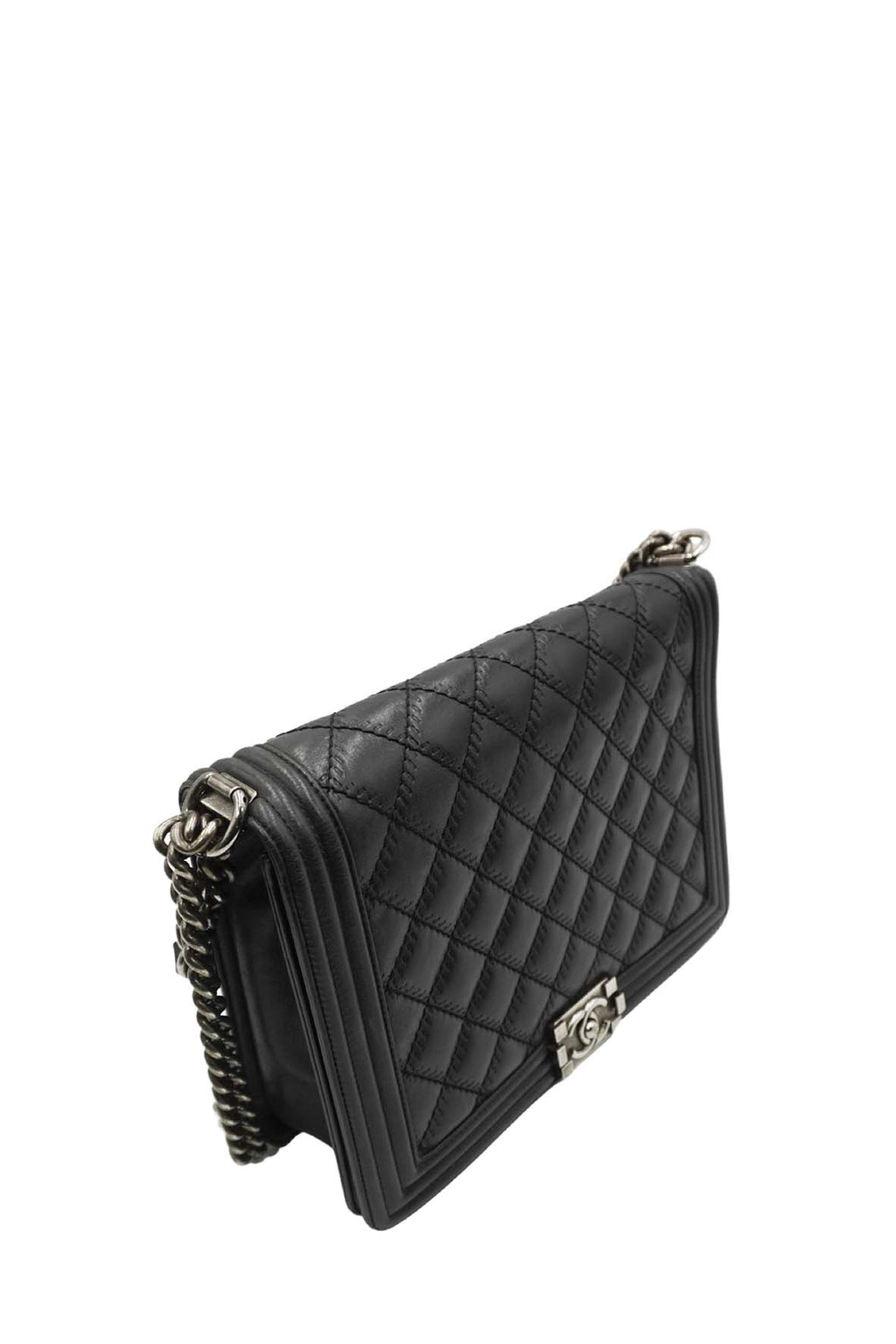 Large Classic Quilted Boy SiLouis Vuittoner Hardware Black