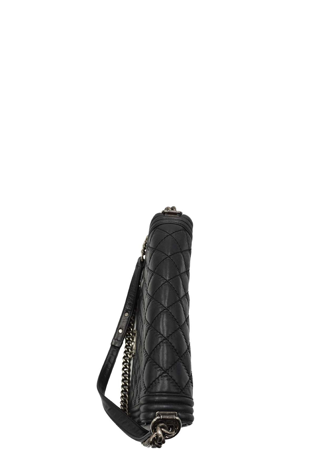 Large Classic Quilted Boy SiLouis Vuittoner Hardware Black