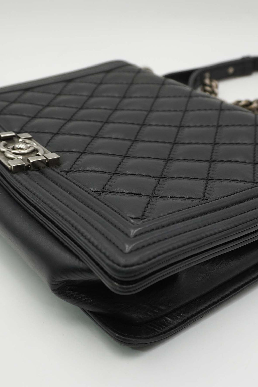Large Classic Quilted Boy SiLouis Vuittoner Hardware Black