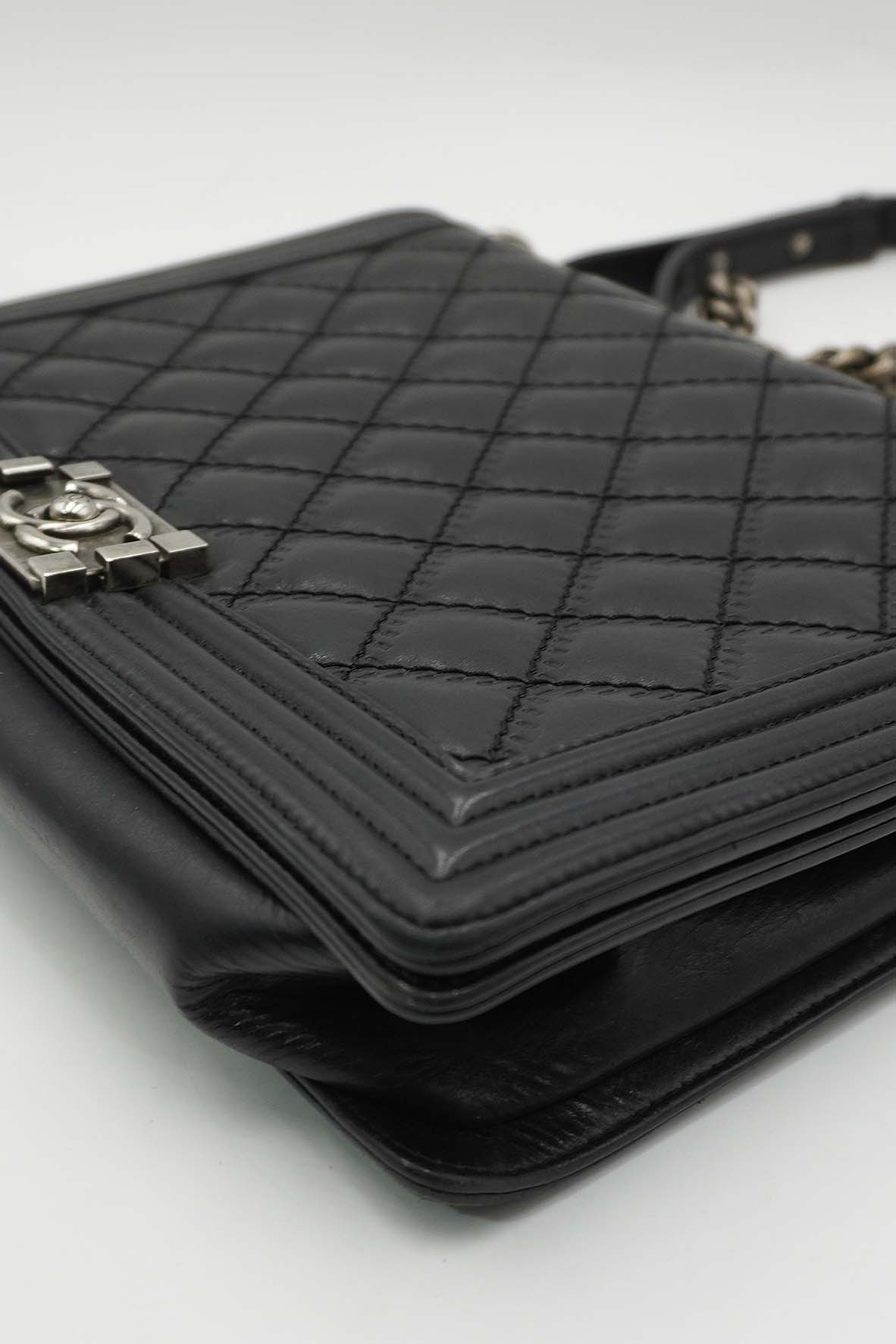 Large Classic Quilted Boy SiLouis Vuittoner Hardware Black