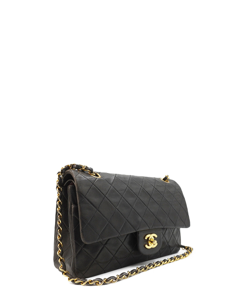 Medium Vintage Classic Double Flap GHW Black