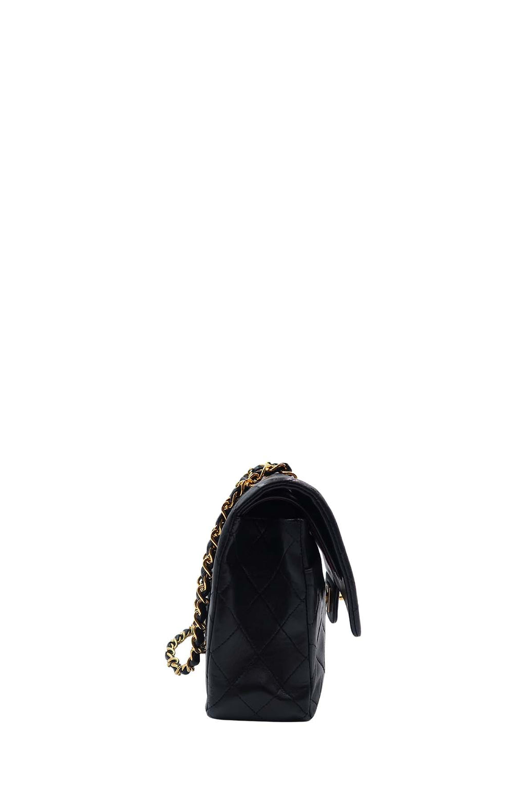 Vintage Quilted Lambskin Medium Classic Flap Bag Black with Gold Hardware Black