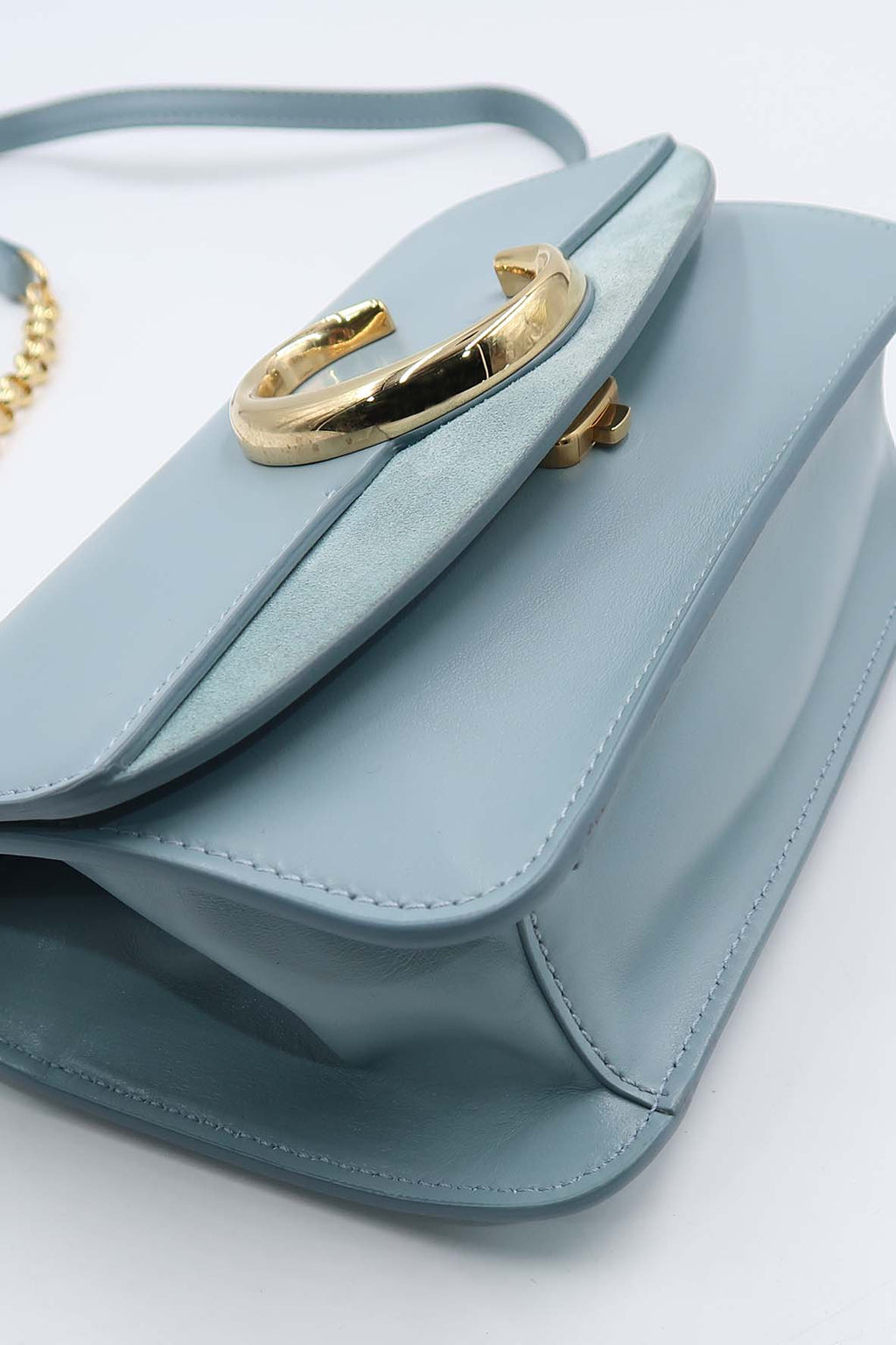 Chaneloe C Chain Clutch Faded Blue