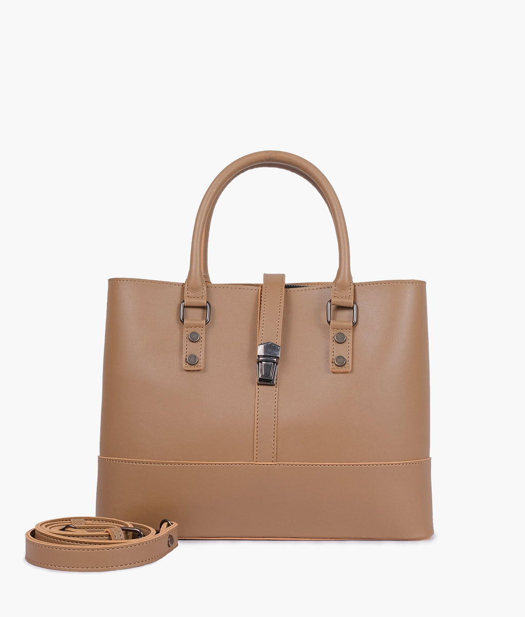 Coffee multi-compartment shoulder bag