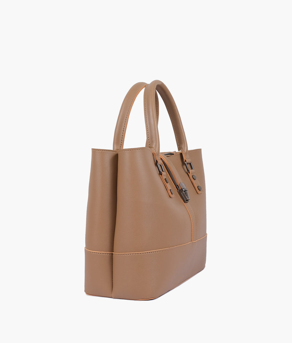 Coffee multi-compartment shoulder bag