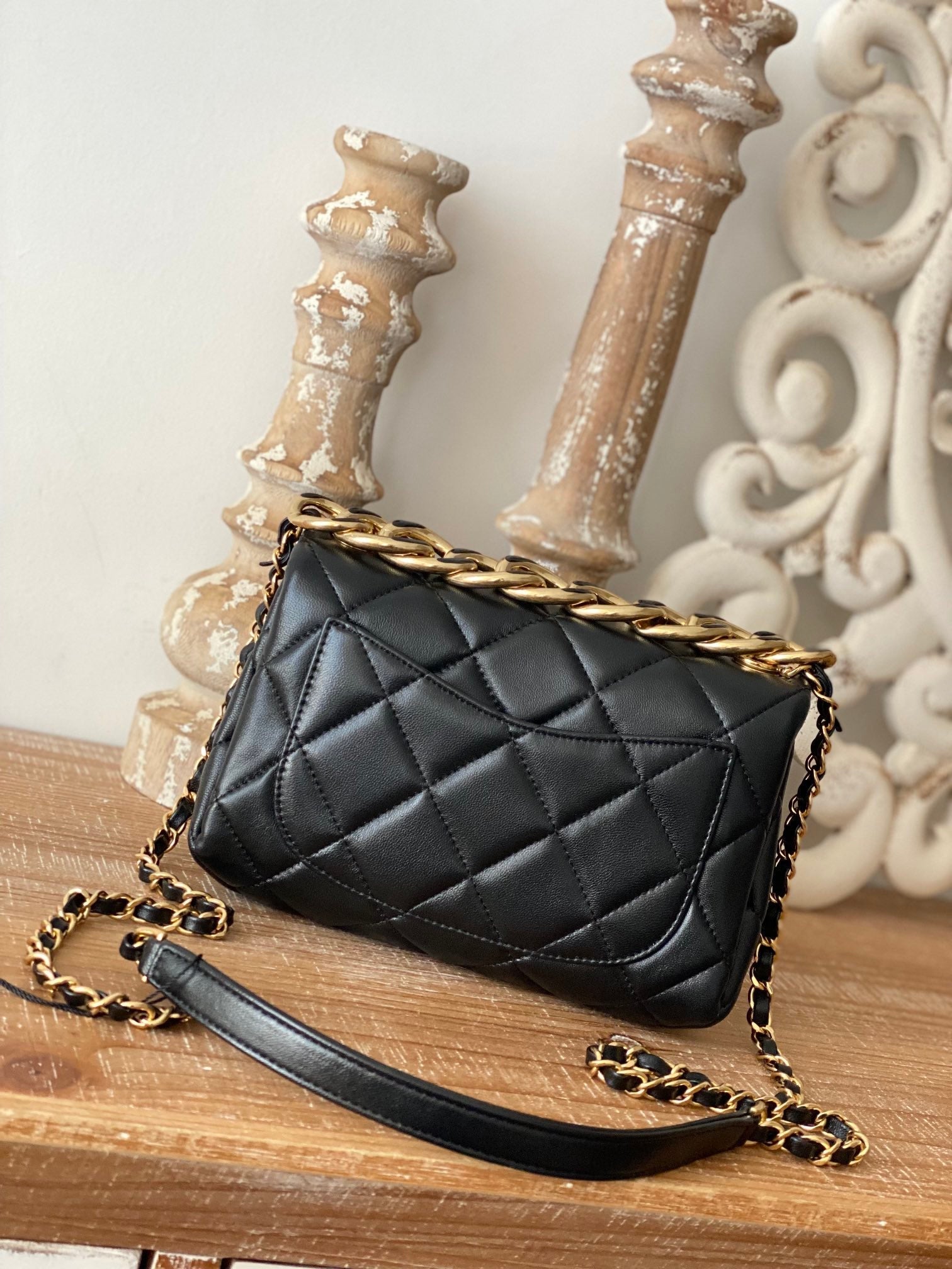 Chanel Classic Diamond Flap Bag Black For Women, Women’s Bags 9.1in/23cm