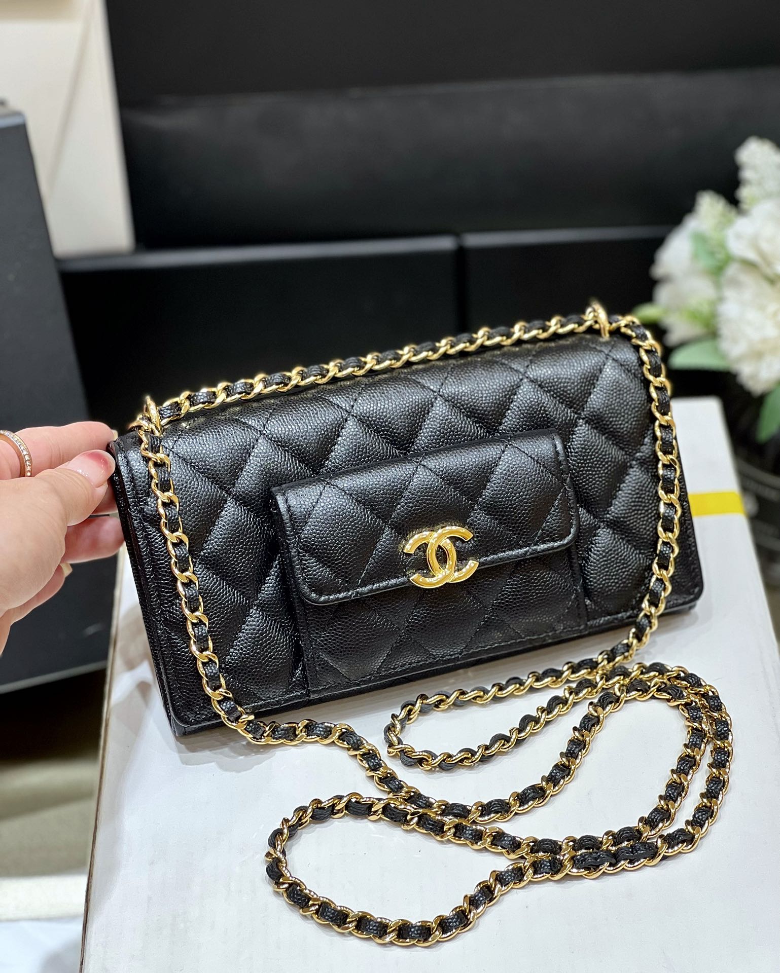 ChanelSmall Coin Pocket WOC Shoulder Bag Black For Women Bags 7.9in/20cm