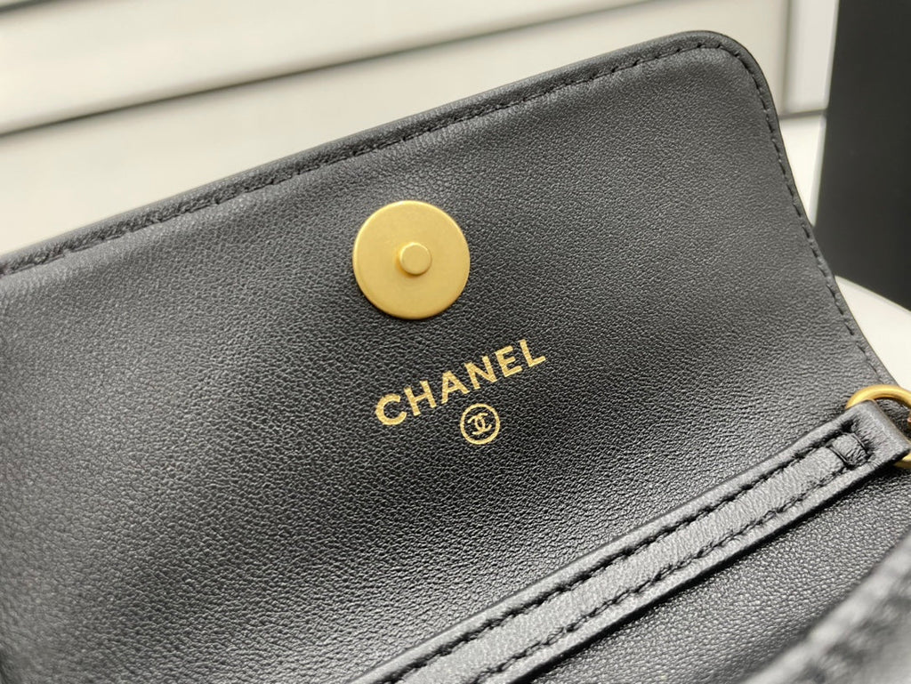 Chanel Classic GLAMIstressed Black For Women Bags 4.7in/12cm
