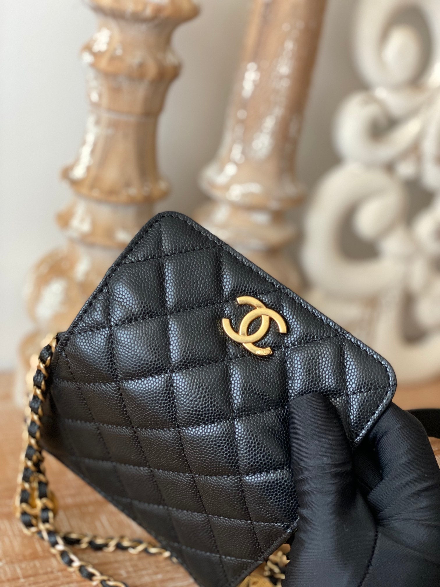 Chanel Clutch With Chain Black For Women Bags 4.8in/12.3cm AP2857 B08447 94305