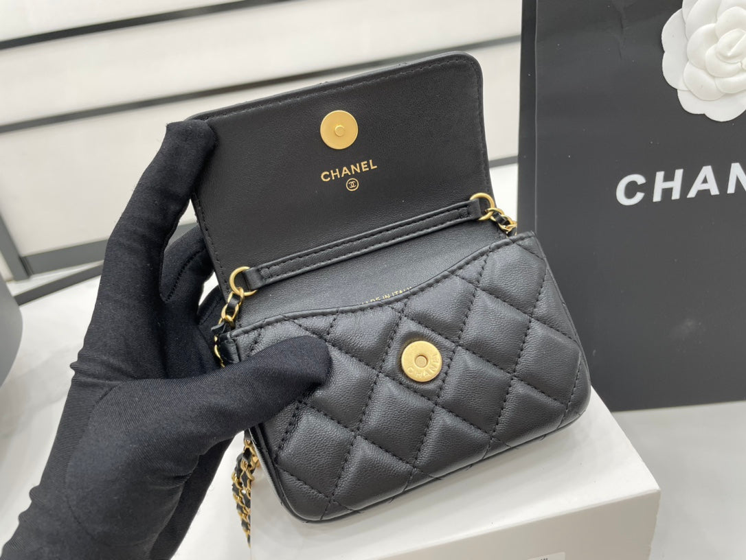 Chanel Classic Distressed Black For Women, Women’s Bags 4.7in/12cm