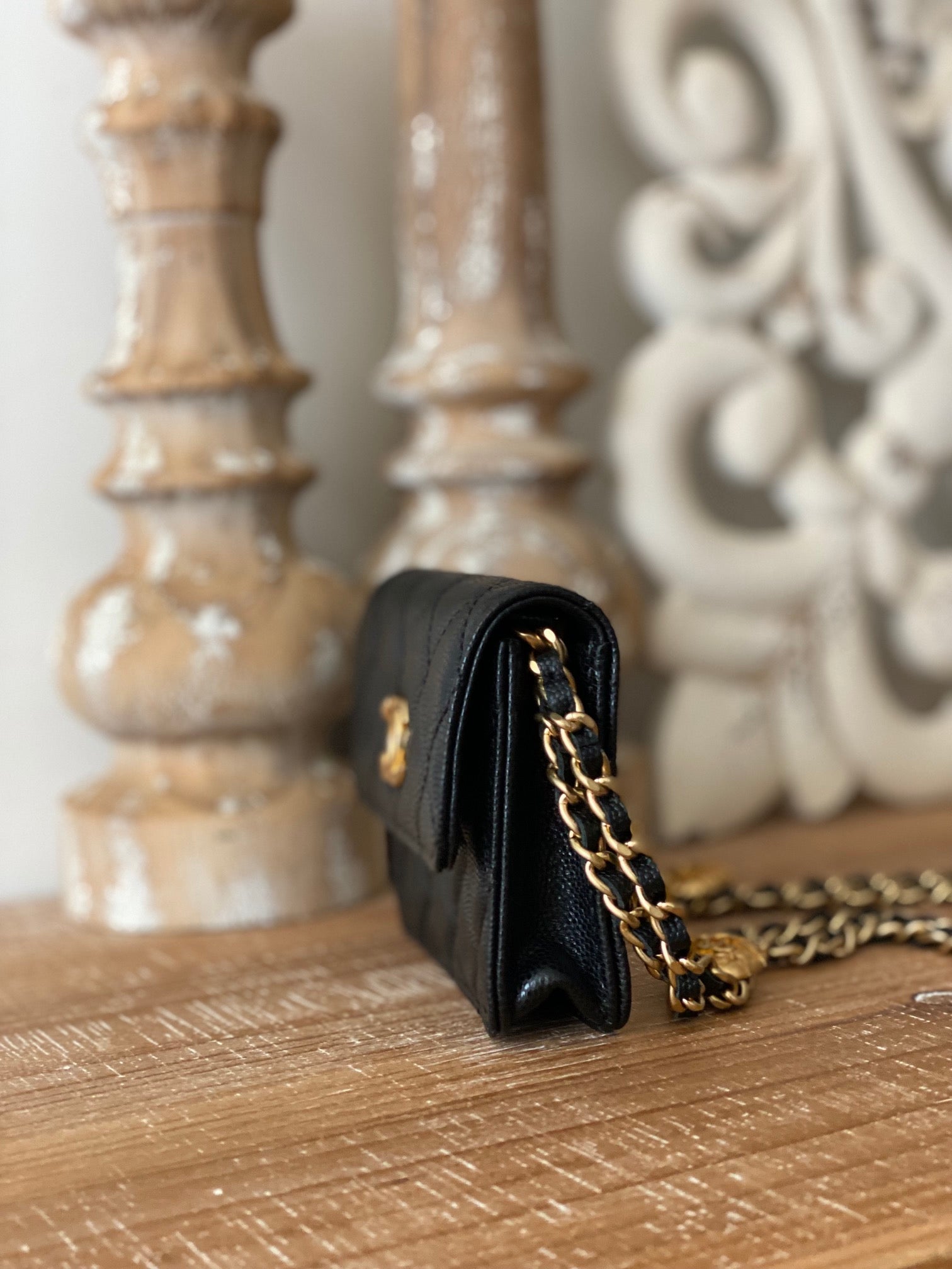 Chanel Clutch With Chain Black For Women Bags 4.8in/12.3cm AP2857 B08447 94305