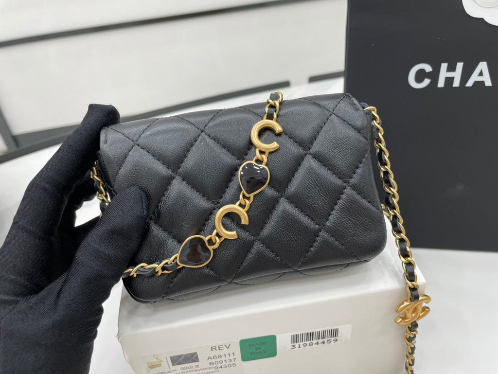 Chanel Classic GLAMIstressed Black For Women Bags 4.7in/12cm