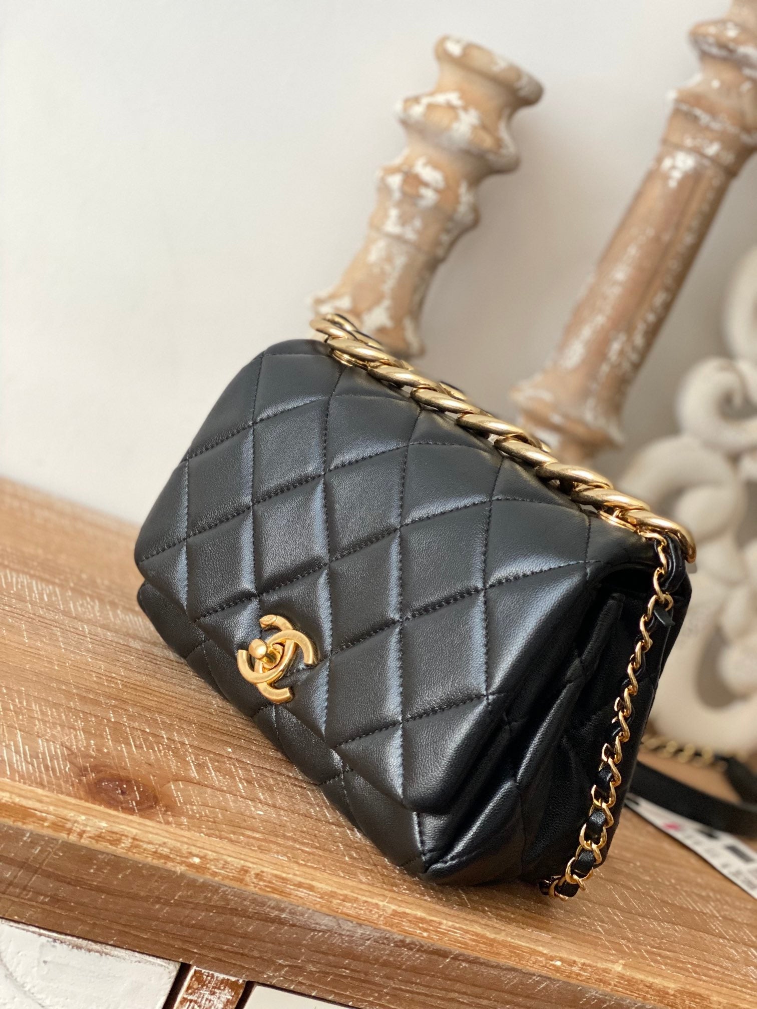 Chanel Classic Diamond Flap Bag Black For Women, Women’s Bags 9.1in/23cm