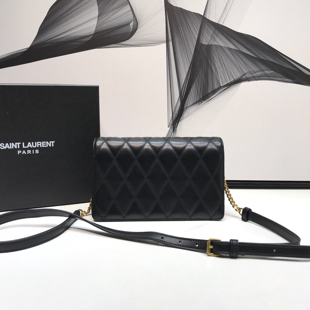 YSSL Angie Patent Handbag Black For Women 8in/22cm YSL