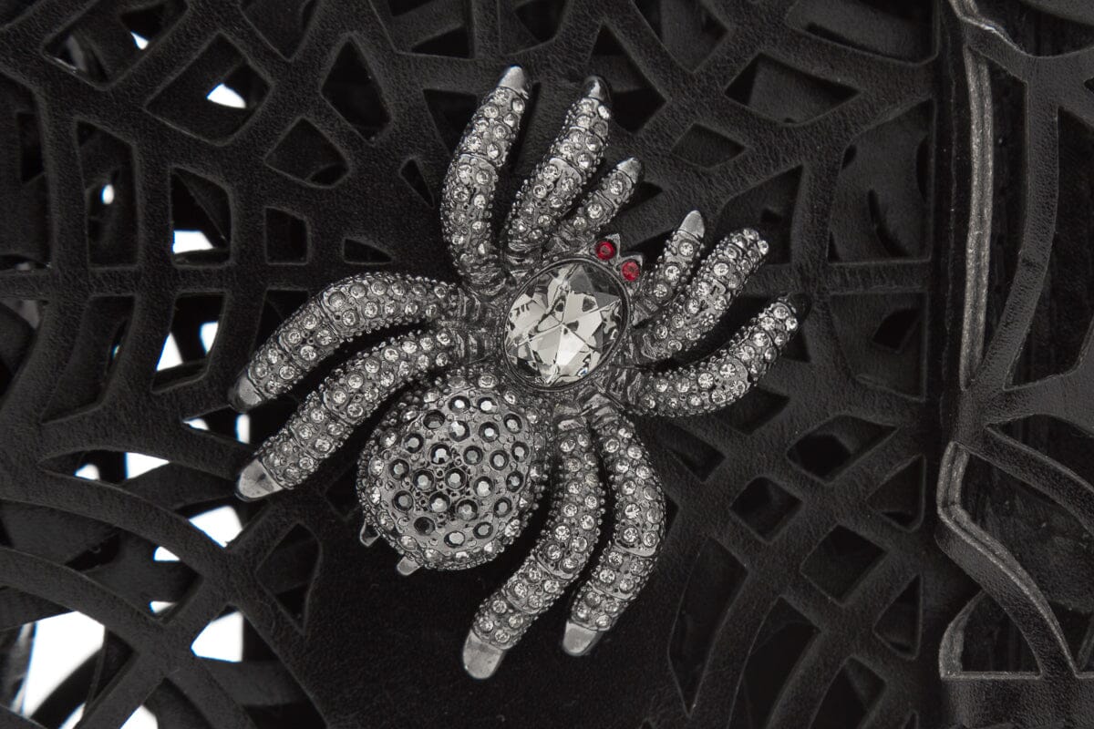 Perrin Black Spider Web Le Cabriolet Leather Clutch