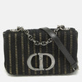 Dior Black/gold Embroidered Fabric Small Caro Shoulder Bag