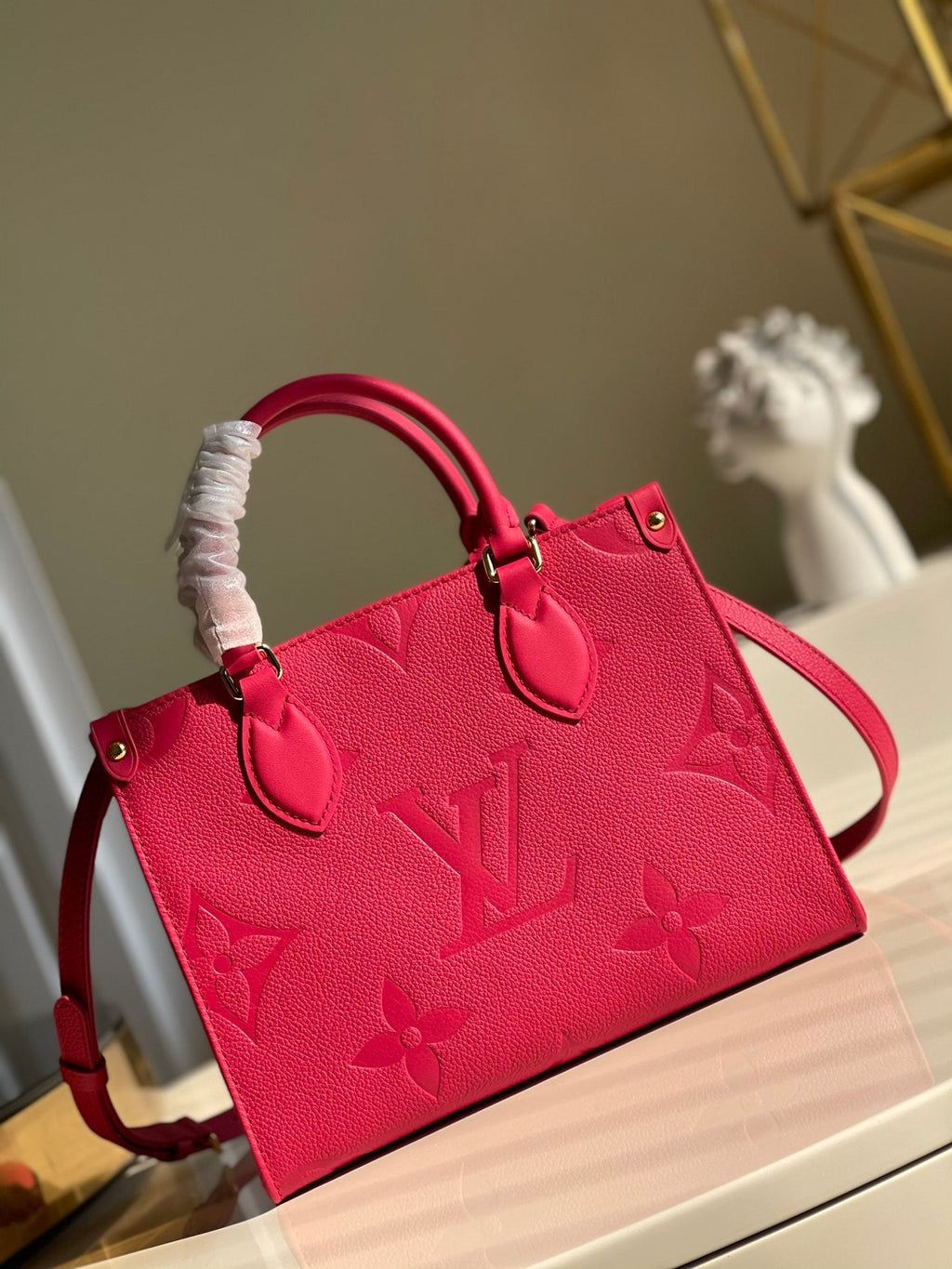 Louis Vuitton OnTheGo PM Tote Bag Monogram Empreinte Rosy For Women, WomenÃƒÂ¢Ã¢â€šÂ¬Ã¢â€žÂ¢s Handbags, Shoulder And Crossbody Bags 9.8in/25cm Louis Vuitton M45660