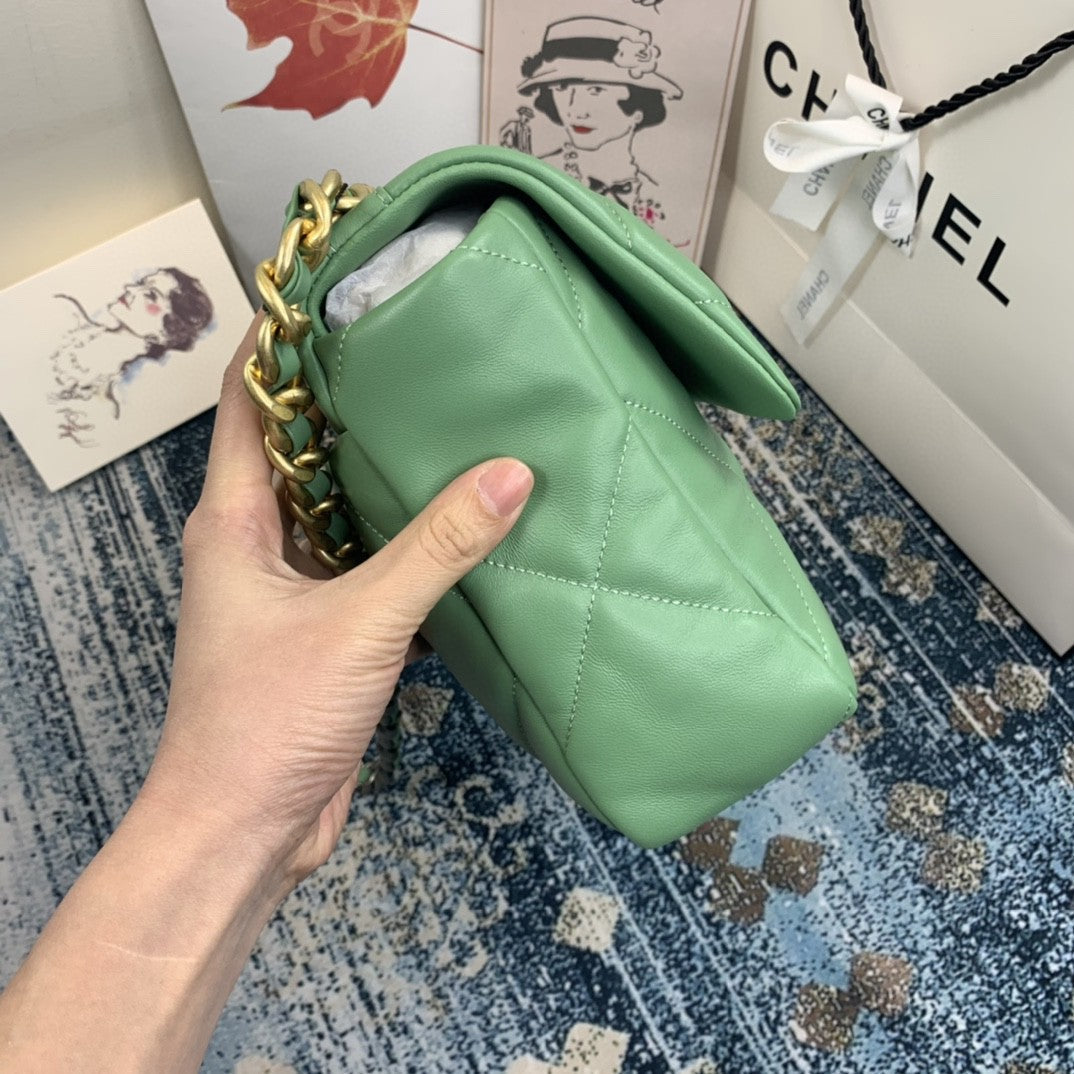 Chanel 19 GlamIap Bag Gold Hardware Green For Women Handbags, Shoulder Bags 10.2in/26cm AS1160