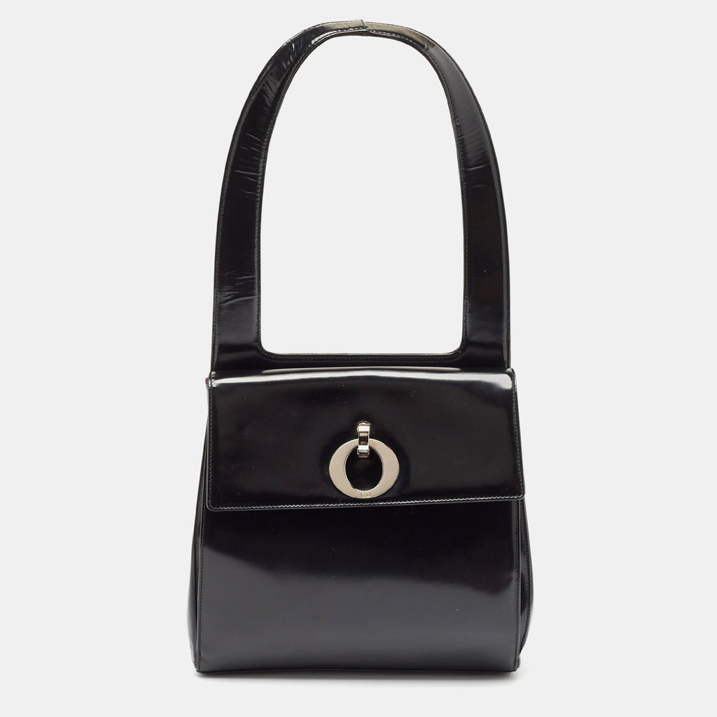 Dior Black  Leather Flap Tote
