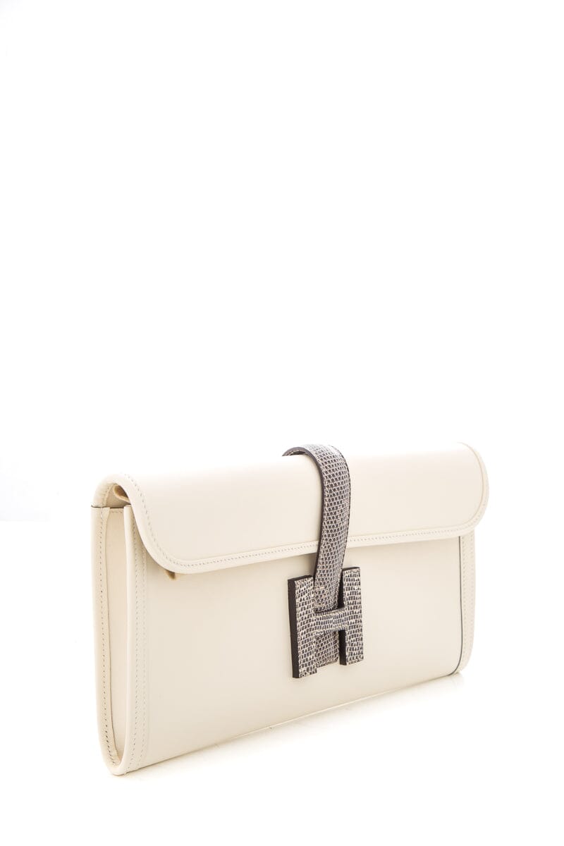 HermÃƒÆ’Ã‚Â¨s Cream Jige Elan 29CM Lizard Ombre Clutch