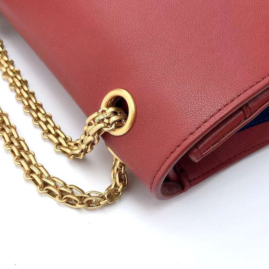 ChanelMaroon Medallion Nude Reissue 2.55 Classic 225 GlamIap Red Bag For Women 24cm/9.4in