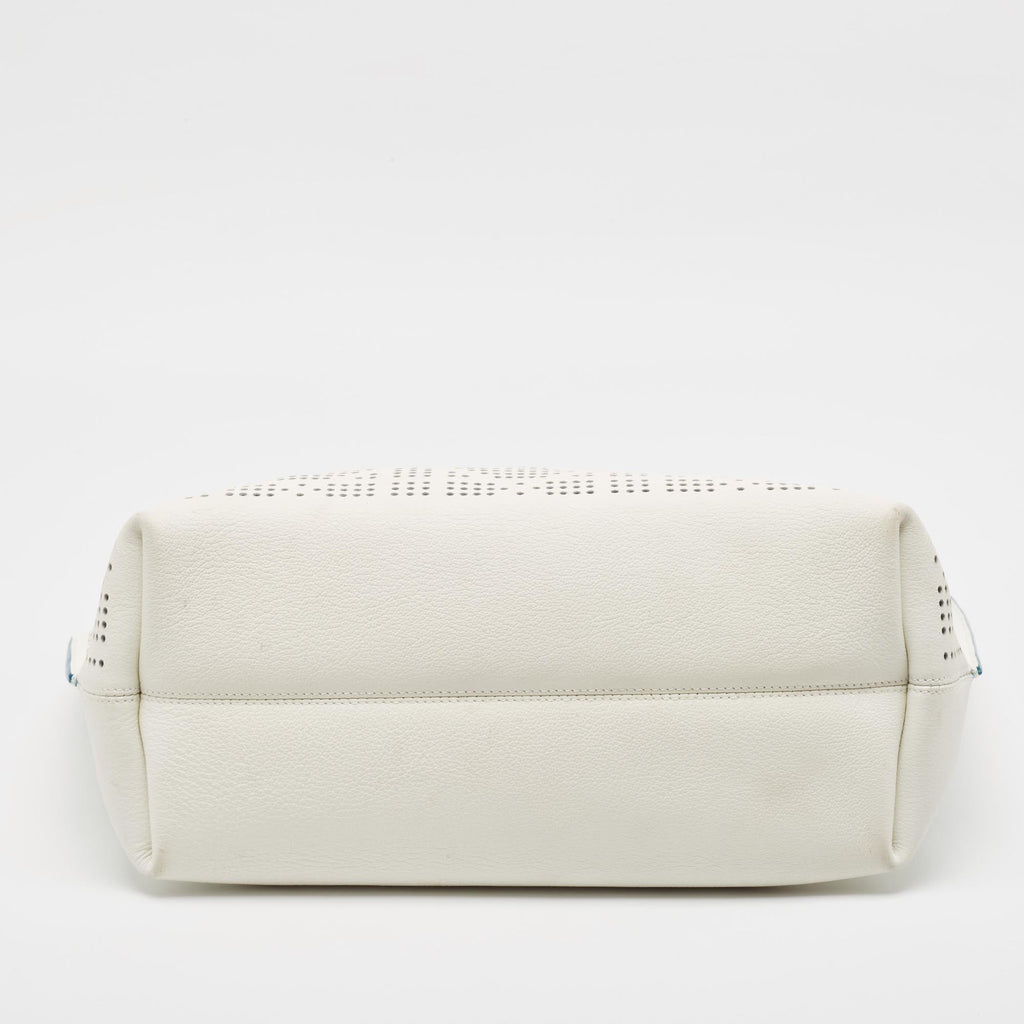 Dior White Cannage Perforated Leather Dioriva Tote