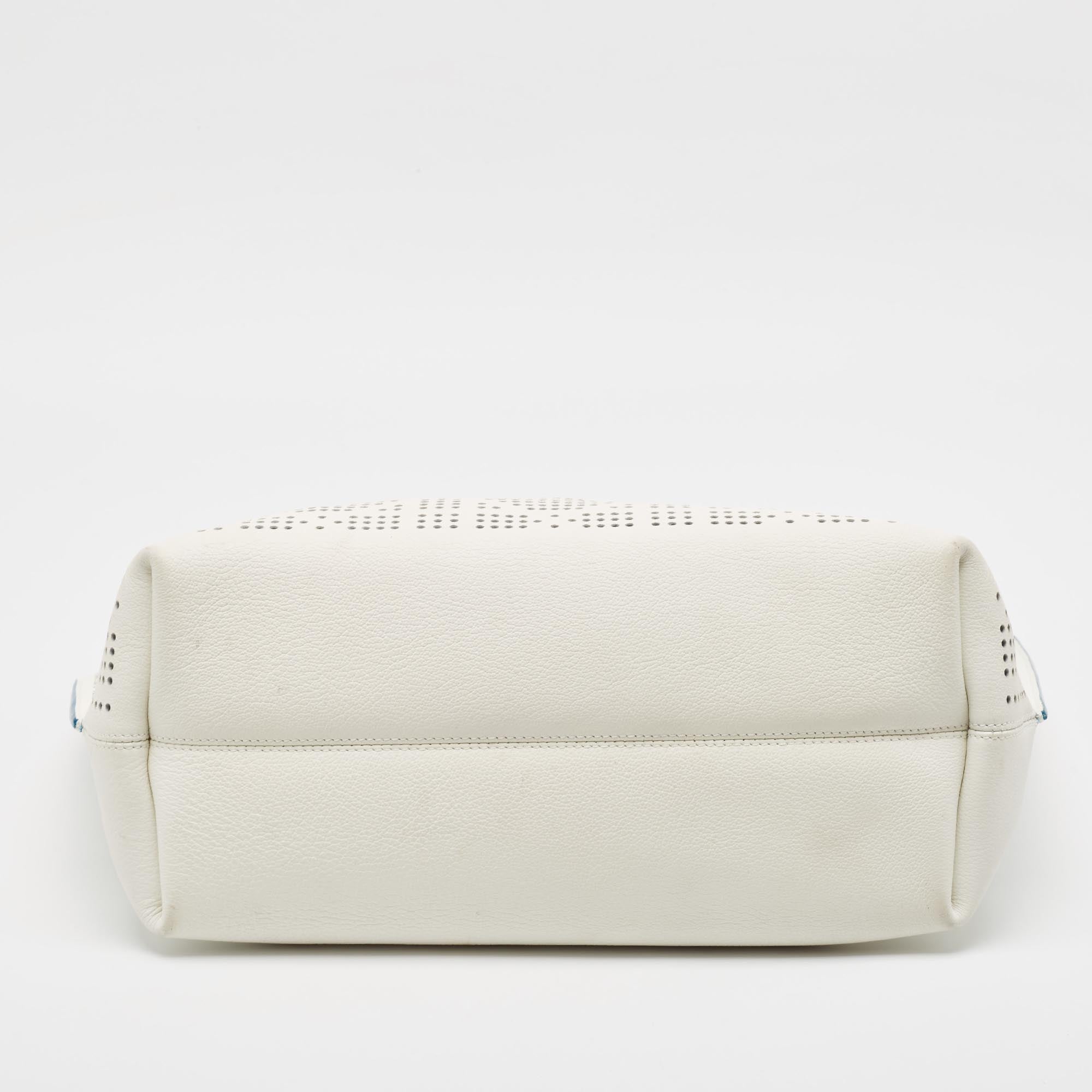 Dior White Cannage Perforated Leather Dioriva Tote