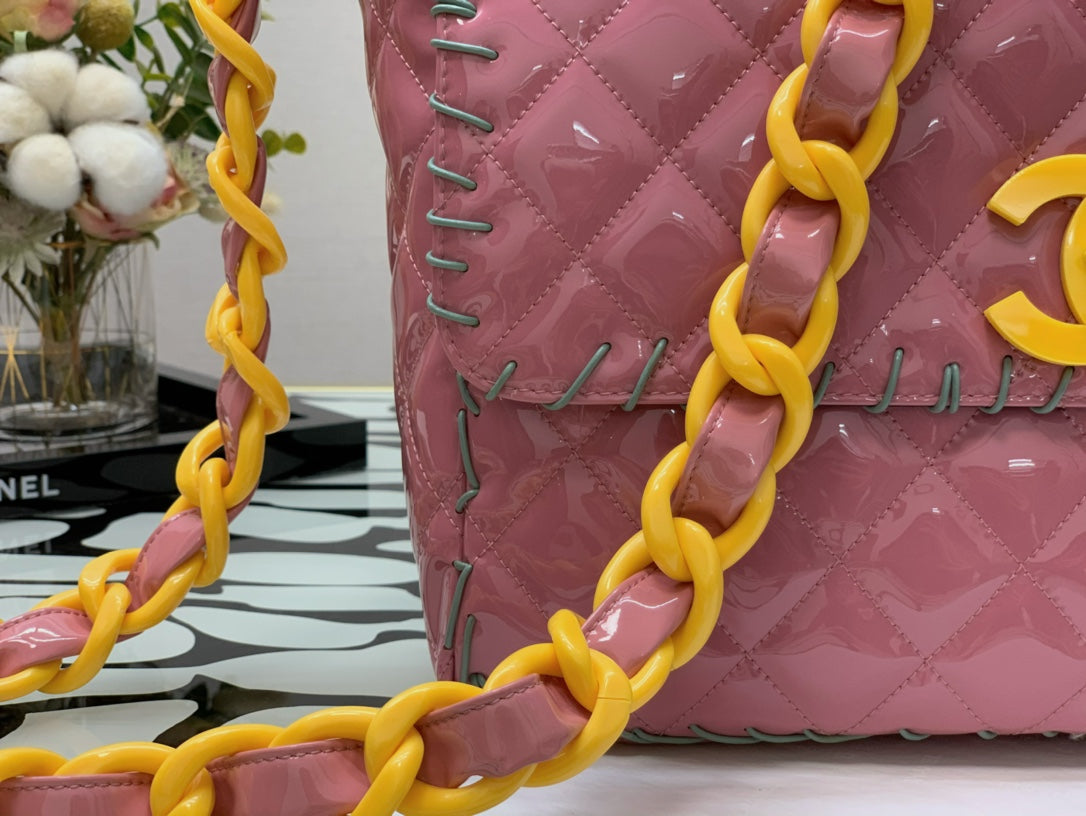 CHLVinyl Classic PiNike and Yellow Shoulder bag For Women 29cm/11.5in