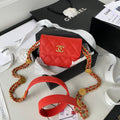 Chanel Clutch With Chain Gold Hardware Grained Shinny Red For Women Handbags, Shoulder Bags 4.7in/12cm AP2857