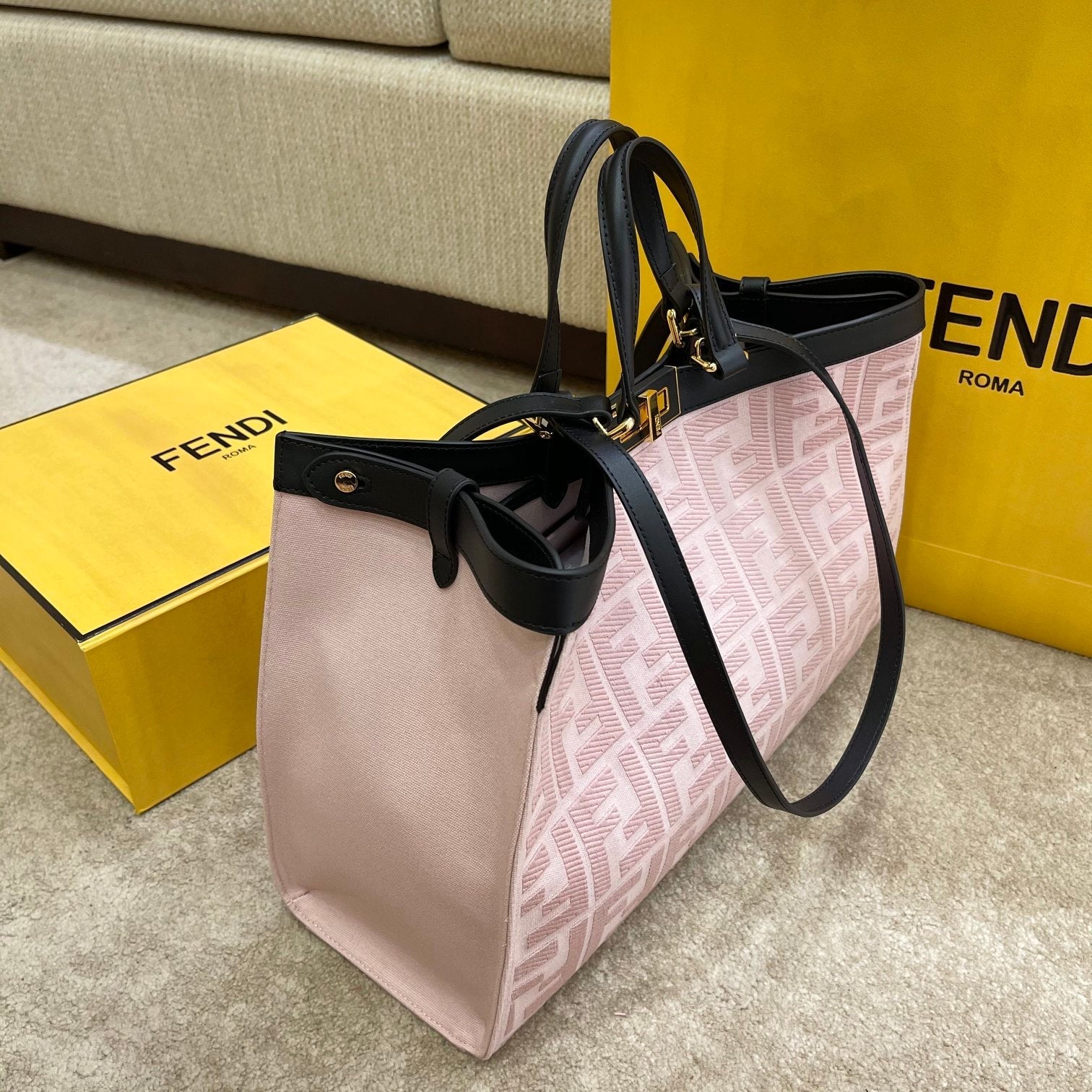 Peekaboo X-tote Bag Pink Canvas For Women, Women’s Handbags, Shoulder Bags 16.1in/41cm FF 8BH374