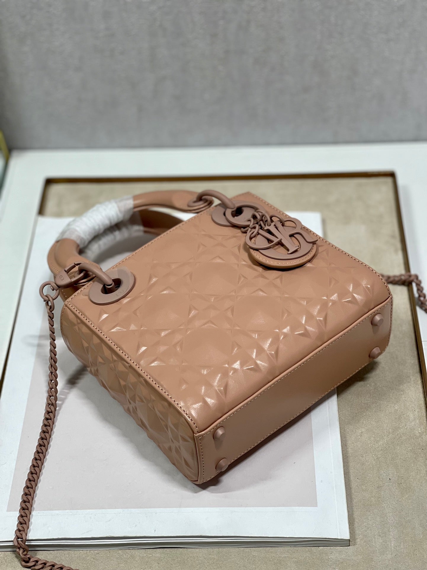 Dior Mini Lady Bag Cannage with Beaded Motif, Brown, For Women Women’s Handbags, Crossbody Bags, 18cm CD