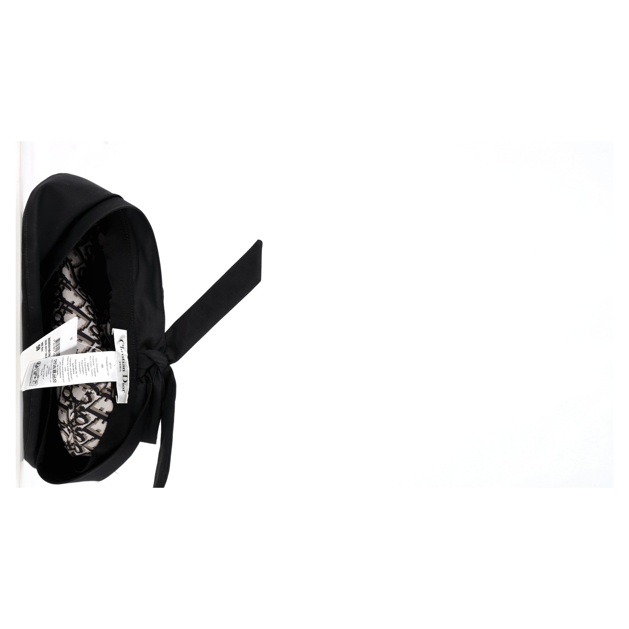 Dior Arty Oblique with Ribbon Beret Hat in Black Polyester