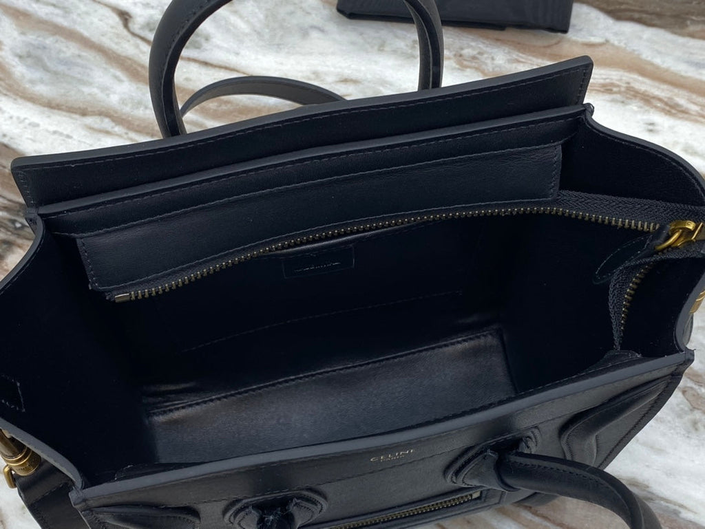 Top Quality Nano LuGucciage Bag In Drummed Black For WomLB 8in/20cm 189243DRU.38NO