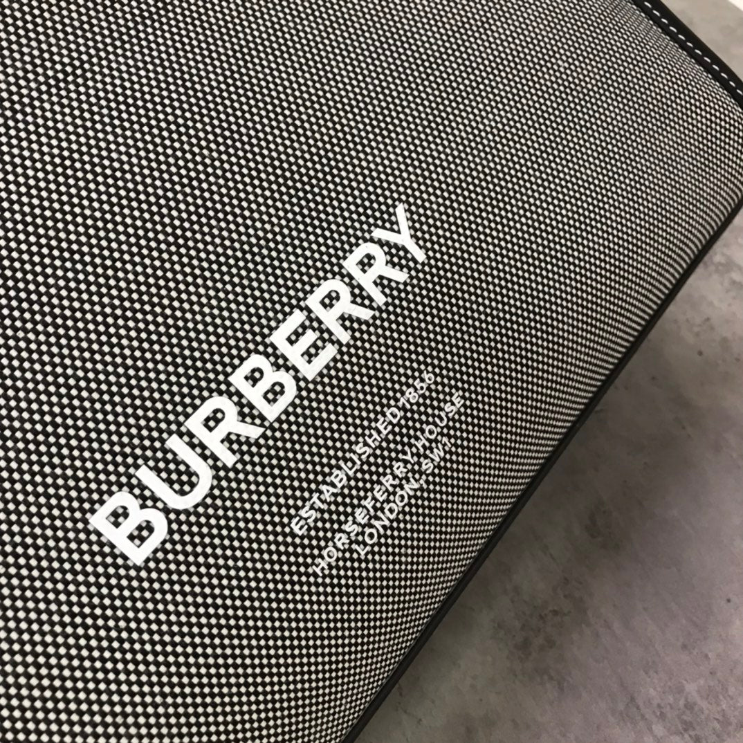 Burberry Horseferry Print Cotton Canvas Tote Black/Grey For Women, Women’s Bags, Shoulder And Crossbody Bags 14in/ 35.5cm BUR 80508141