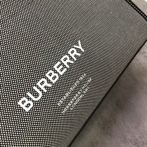 Burberry Horseferry Print Cotton Canvas Tote Black/Grey For Women, Women’s Bags, Shoulder And Crossbody Bags 14in/ 35.5cm BUR 80508141