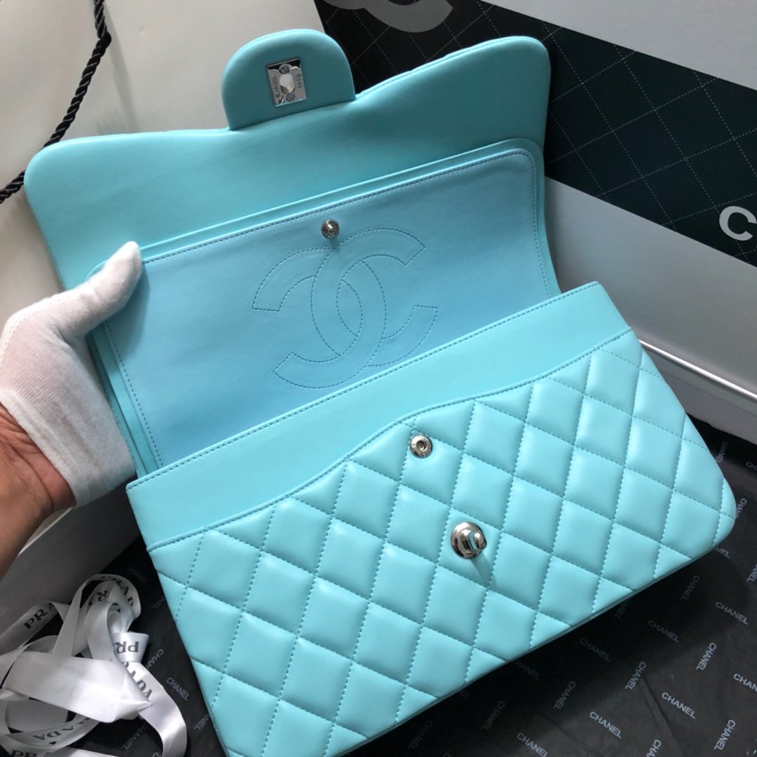 ChanelLarge Classic Handbag SiLouis Vuittoner Hardware Blue For Women Handbags, Shoulder Bags 11.8in/30cm