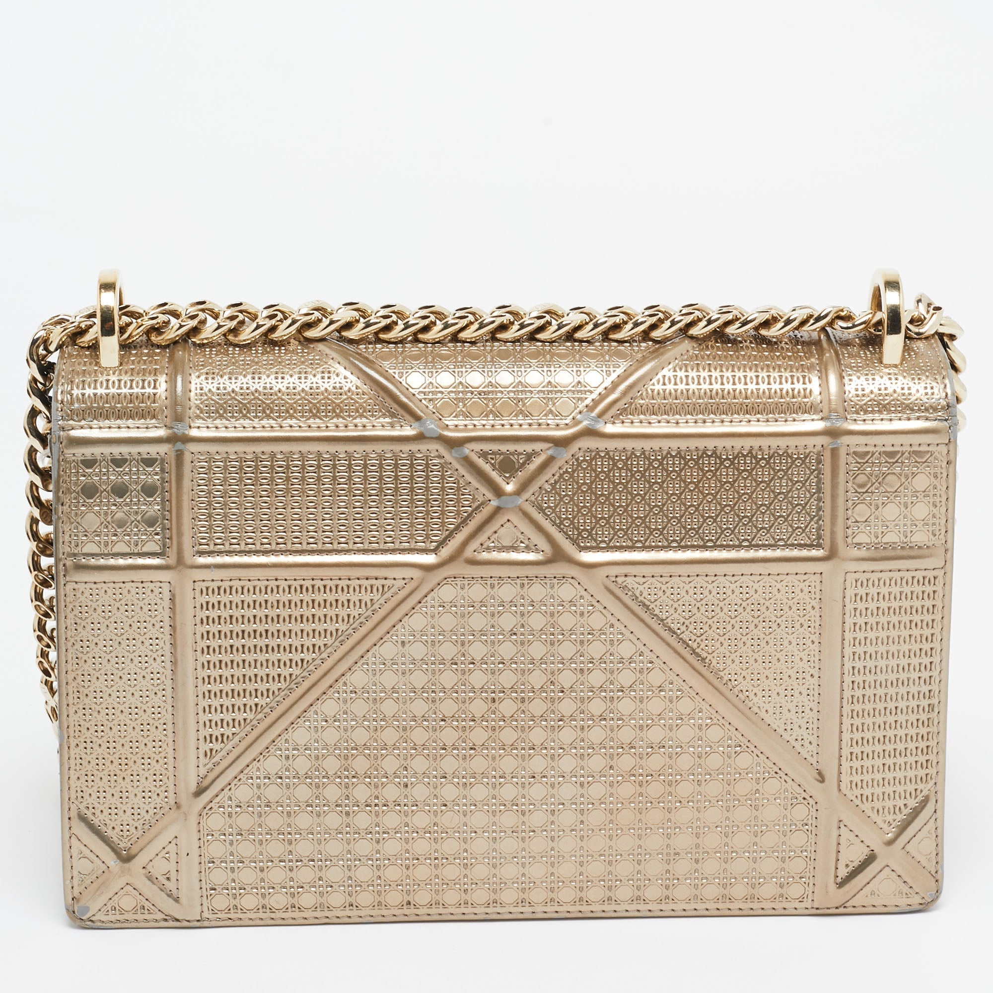 Dior Gold Microcannage  Leather Medium Diorama Shoulder Bag