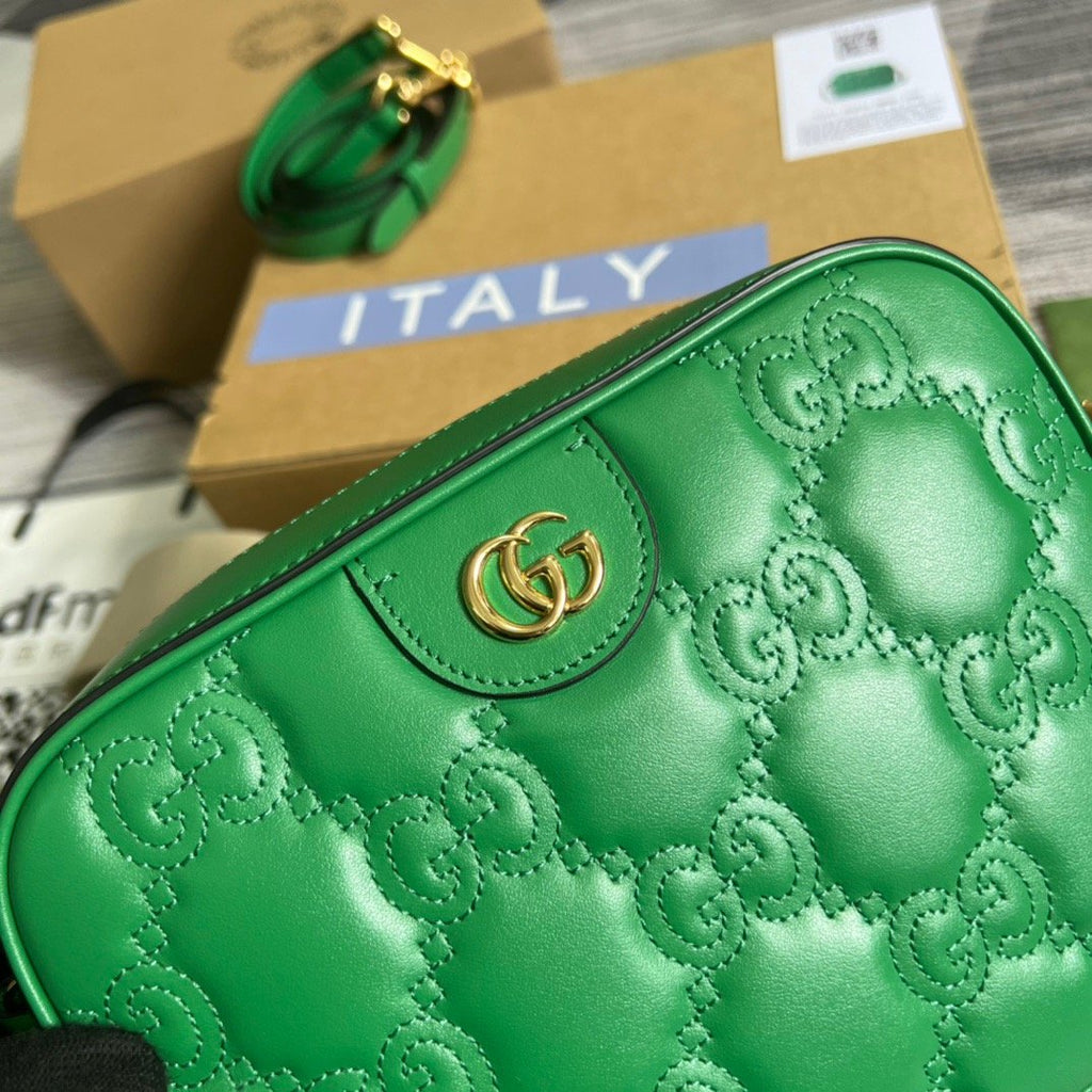 Gucci Matelasse Shoulder Bag Green For Women, Women’s Bags 8.5in/22cm Gucci 702234 UM8HG 3389