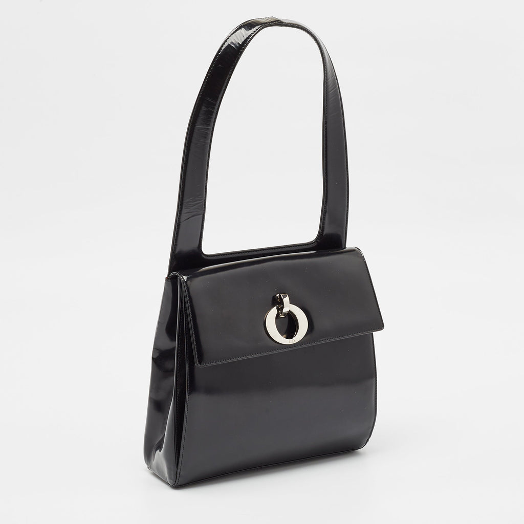Dior Black  Leather Flap Tote