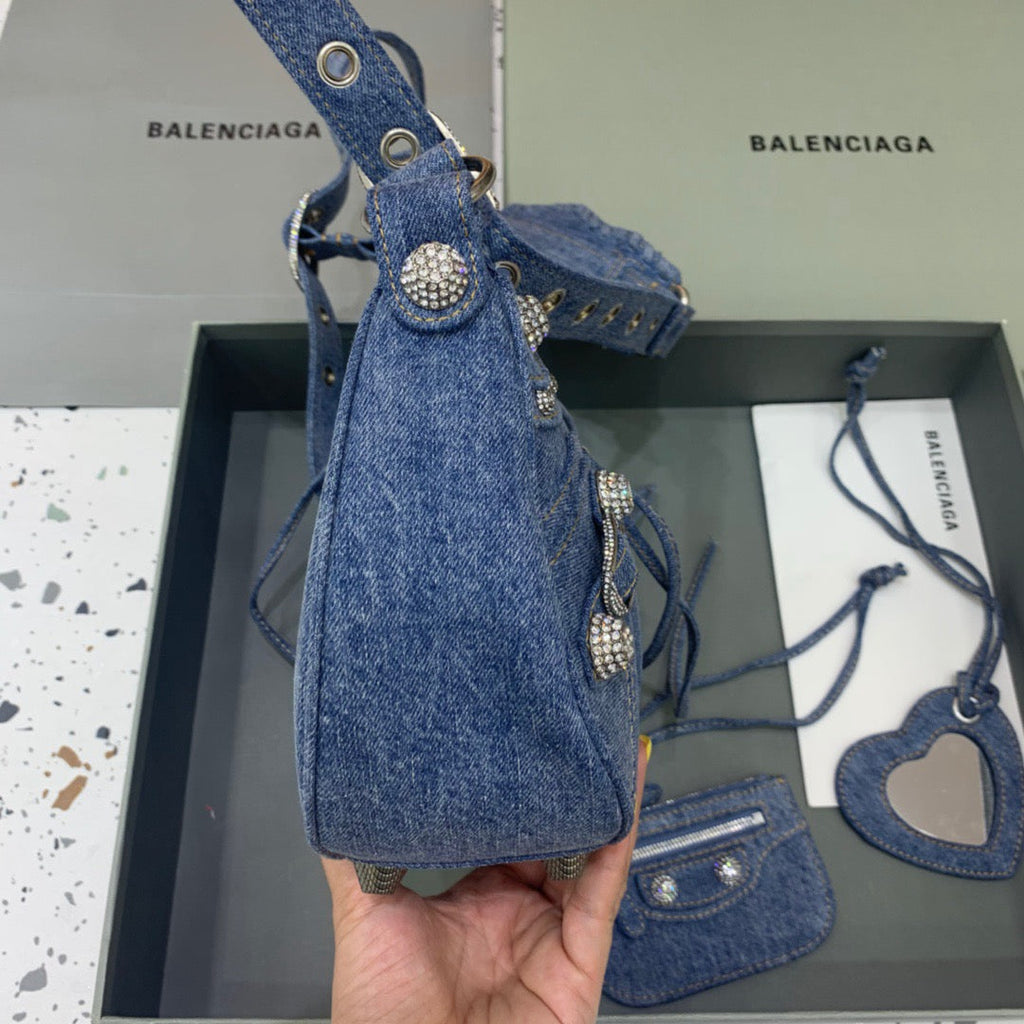 Le Cagole XS Shoulder Bag In Blue Washed, For Women,  Bags 13in/33cm