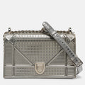 Silver  Leather Small Diorama Shoulder Bag