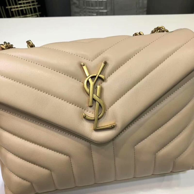 YSSL Loulou Small Chain Bag In MatelassÃ© "Y" Beige For Women 9.8in/23cm YSL 494699DV7272721