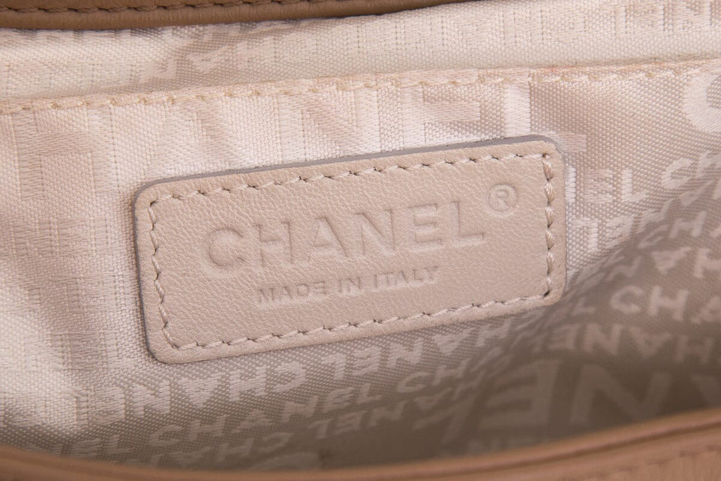 Chanel Taupe Limited Edition Accordion Pleat Lambskin Leather Shoulder Bag