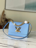 Louis Vuitton Twist MM Monogram Flower Bleu Nuage Blue For Women,  Shoulder And Crossbody Bags 9.1in/23cm Louis Vuitton M59627