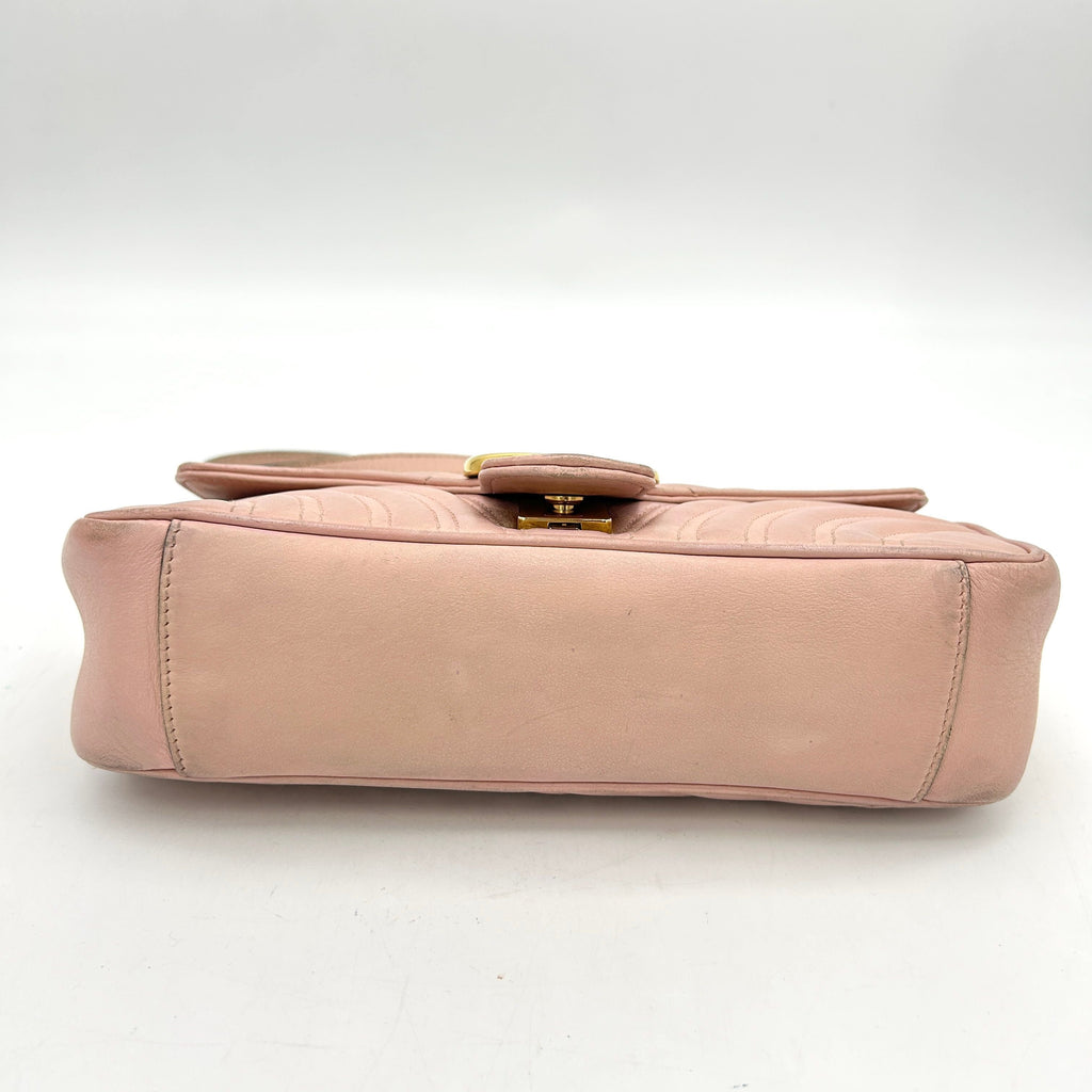 Gucci Pink Matelasse Leather Small GG Marmont Shoulder Bag Gucci  LA16947