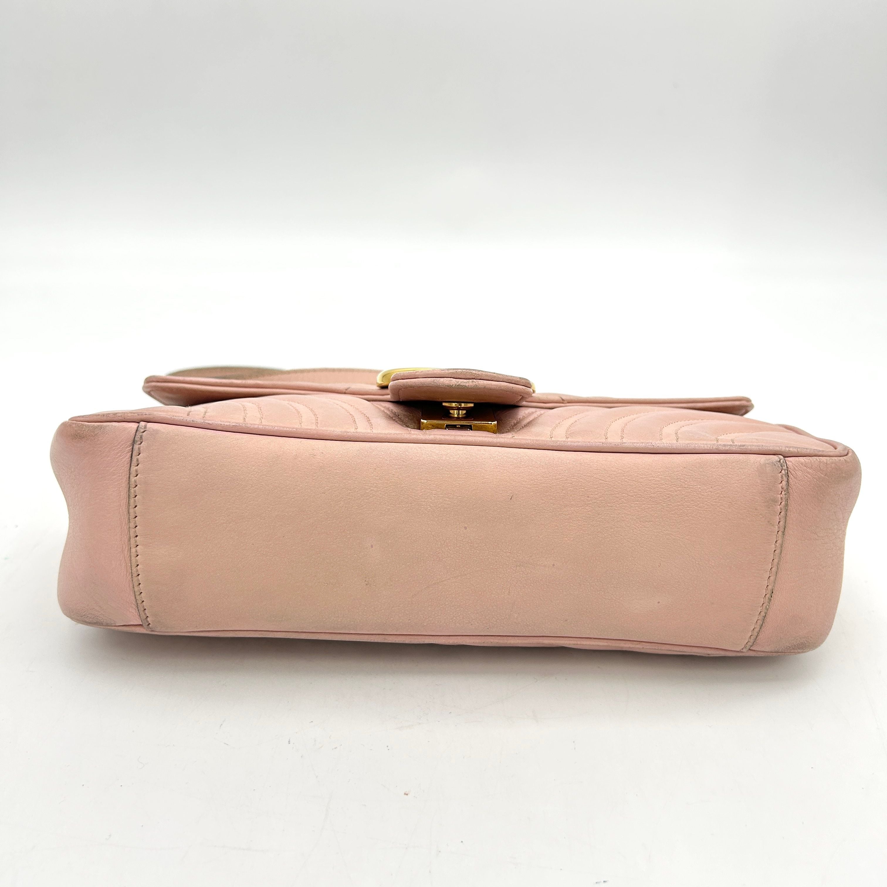 Gucci Pink Matelasse Leather Small GG Marmont Shoulder Bag Gucci  LA16947