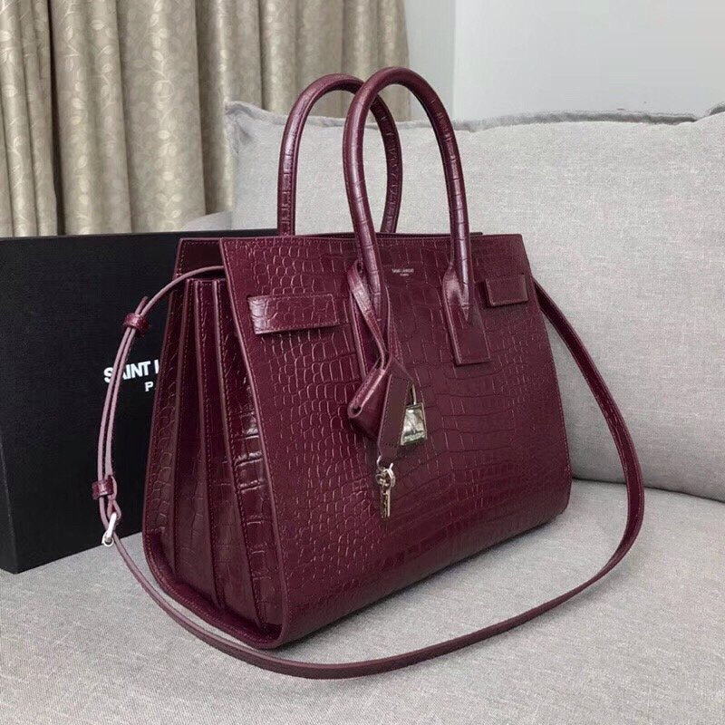 YSSL Sac De Jour Small In Embossed Crocodile Burgundy For Women 12.5in/32cm YSLÂ 