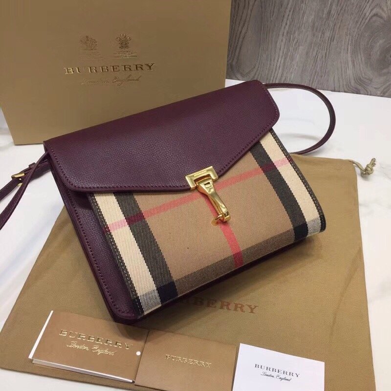 Burberry Small Vintage Check And Crossbody Bag Purple For Women, Bags 9in/24cm